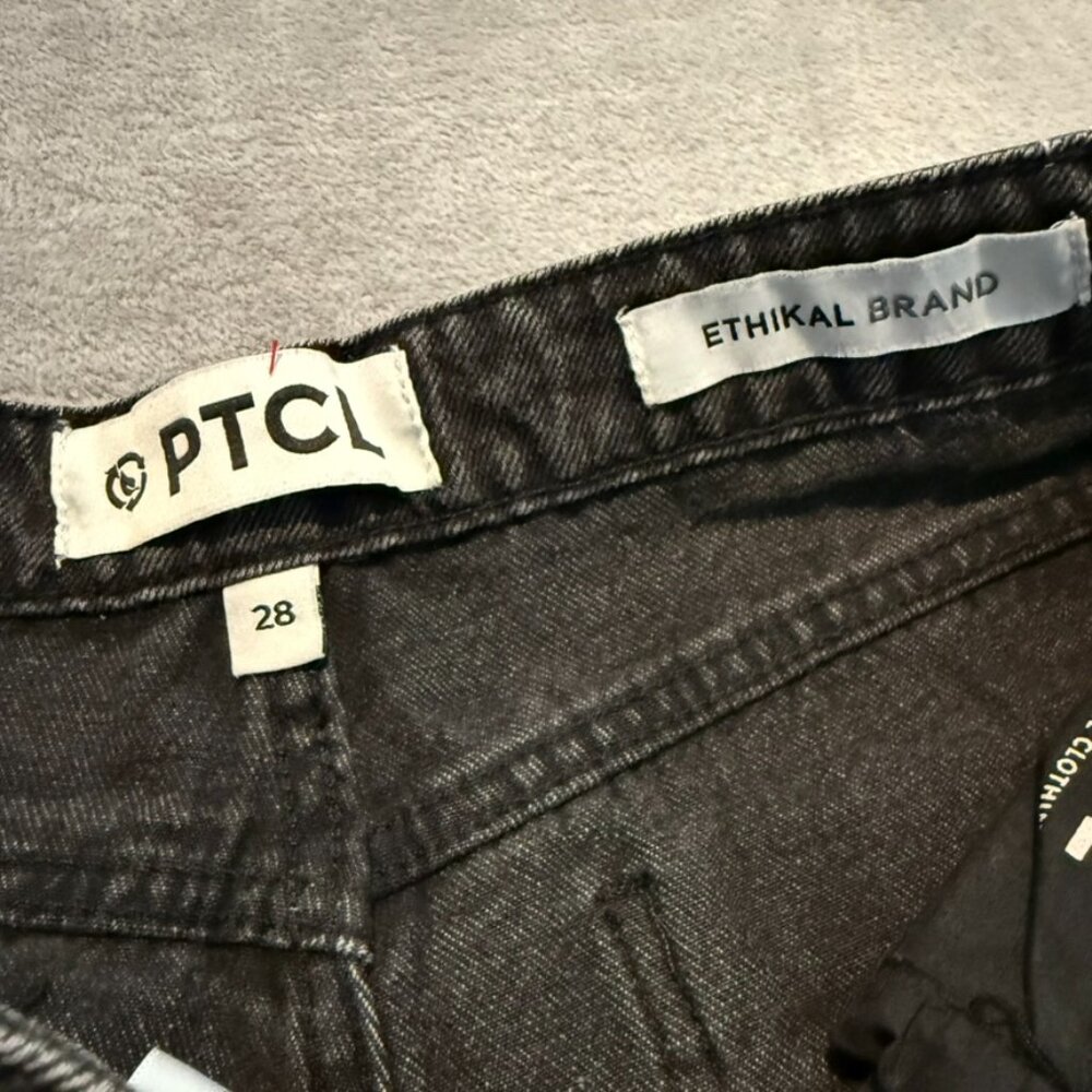 PTCL Black Rhinestone Cutout Jeans NWT High Rise Straight Leg Size 28 - Picture 10 of 13